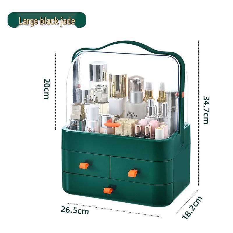 Large Capacity Multi-Layer Cosmetic Organizer: Dustproof Skincare & Lipstick Storage Box with Drawers for Desktop Dressing Tables