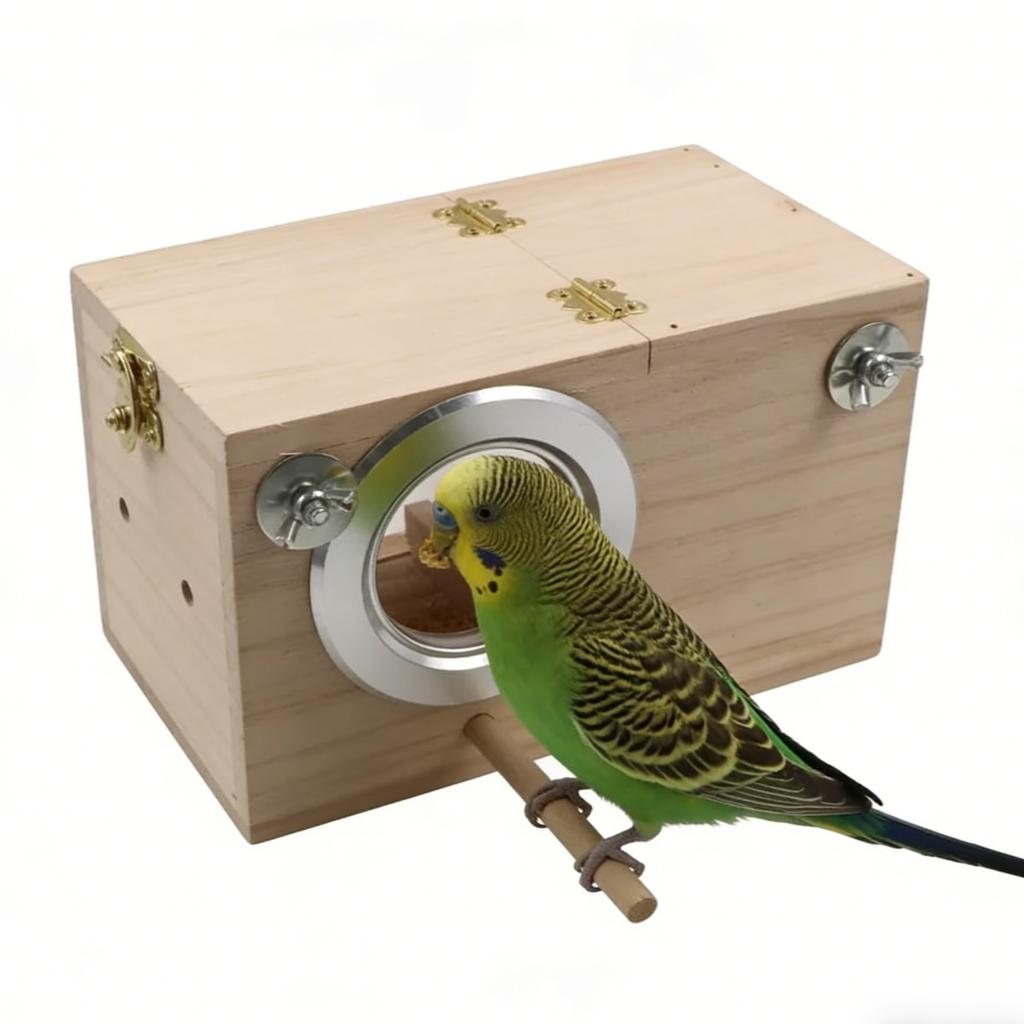 Wooden Parrot Breeding Box with Transparent Window Bite Resistant Removable Bird Nest House Breeding Cage for Parakeet Lovebird