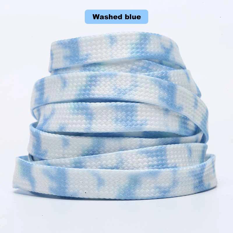 Colorful Tie-dye Flat Shoelaces Fashion AF1/AJ Sports Shoelace Stars Moon Shoelaces for Sneakers Casual Canvas Shoes 0.8CM Width