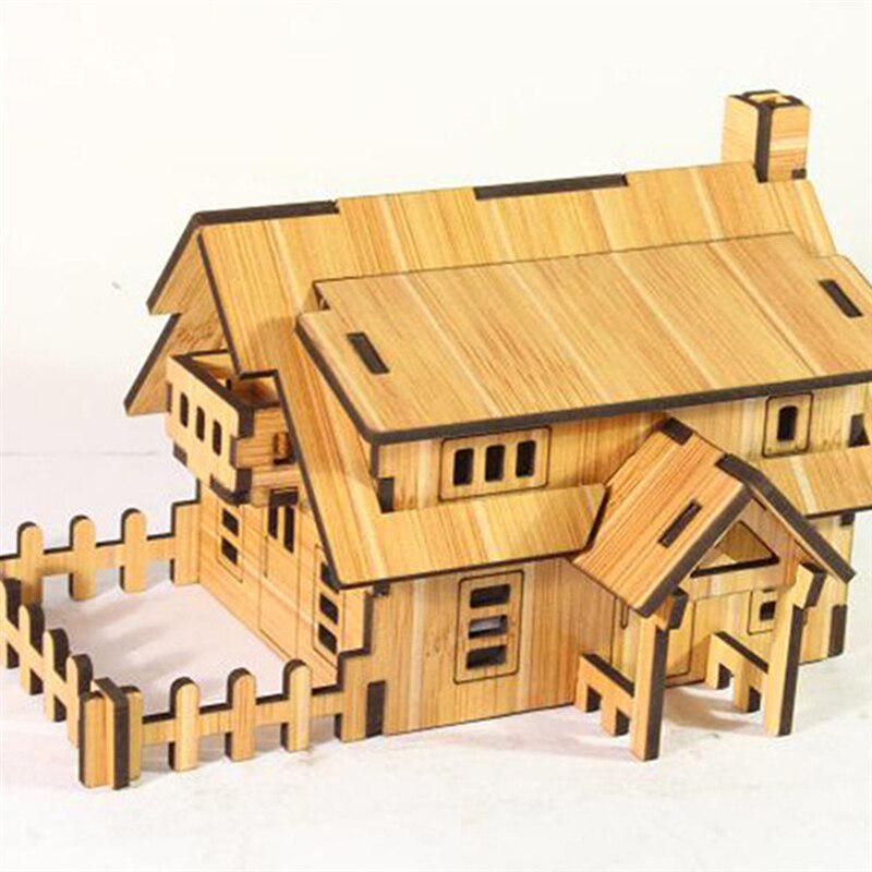 Buy DIY Wooden Puzzles Toy For Children Kids Educational House 3D ...