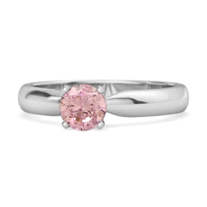 Pink Topaz Classic Solitaire Women Wedding Ring  - 925 Sterling Silver 6