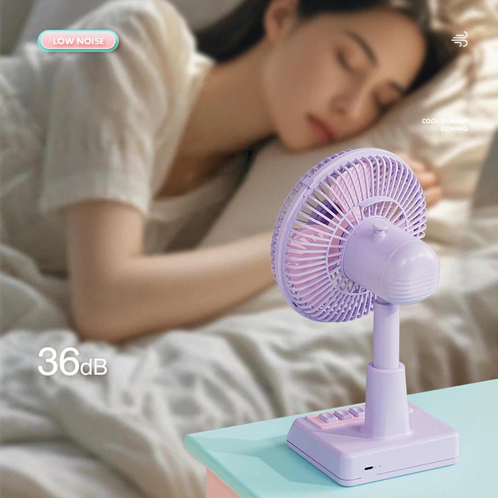 Desktop Fan, Quiet Electric Fan, USB Rechargeable, Long Battery Life, Large Blade, Portable Small Fan, Pink, 175*160*279mm
