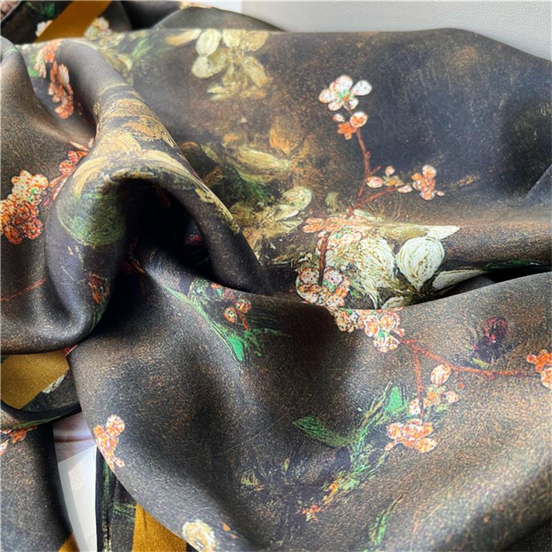 Bufanda de seda cuadrada de 110 x 110 cm, bufanda pequeña estampada a la moda para mujer, pañuelo para el cuello para oficina, pañuelo para el pelo para mujer, pañuelo tipo chal para mujer