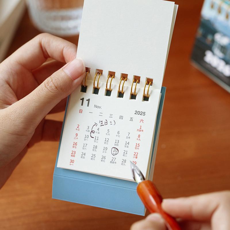 2026 Landscape Mini Desk Calendar Creative Coil Calendar Planner Desktop Ornament Decoration Office Stationery
