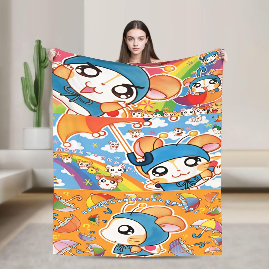 Hamutaro Flannel Blankets Winter Soft Durable Throw Blanket for Boy Girl Outdoor Novelty Bedspread Sofa Bed Cover