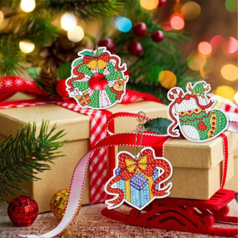 Weihnachts-Überraschungsbox Diamantmalerei DIY Punkt Diamant Schlüsselanhänger Anhänger Acryl Kinder Handgemachte Diamantmalerei