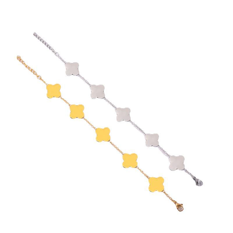 Titanium Steel Bracelet - Luxury Four-leaf Clover Bracelet for Sophisticated Women. Fashionable and Niche Couple's Flower-shaped Jewelry Bracelet.