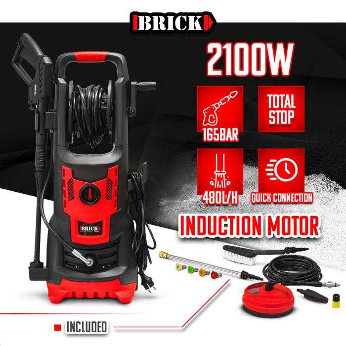 Pressure Washer 2100W - 165 bar with induction motor + accessories - Brick