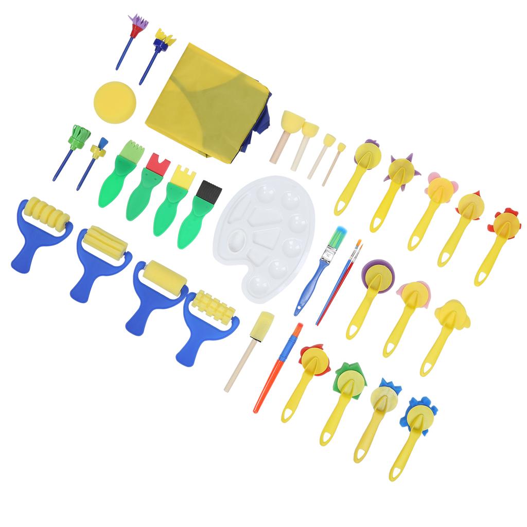 36Pcs Graffiti Tool Roller Sponge Brush Kit Stamps Antifouling Clothes Children Drawing Kit