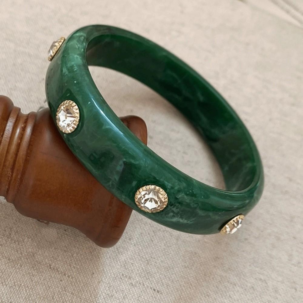 Bohemian Rhinestone Colored Bracelet Zircon Retro Hand Ring Unique Acrylic Bangle  Women
