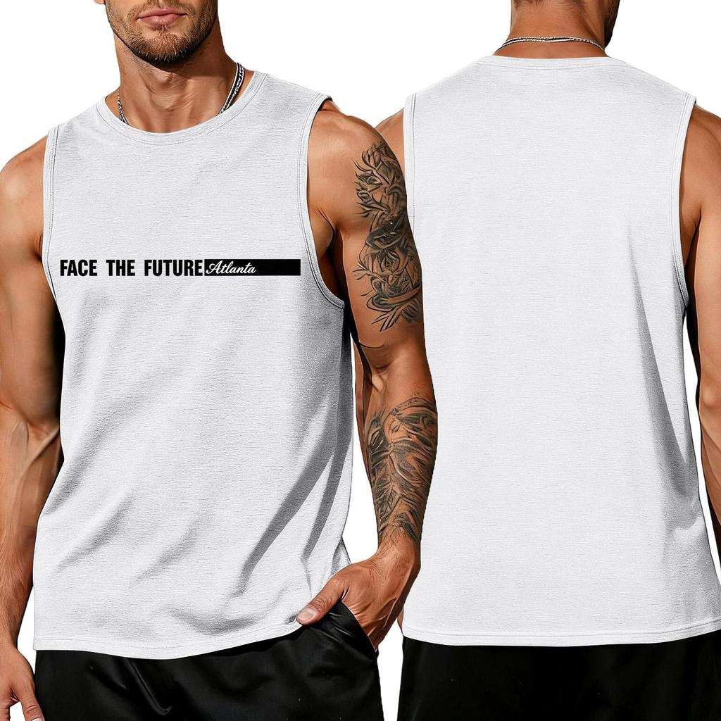 Men's Loose And Casual Trend Letter Pattern Printed Tank Top For Men, Men's Sporty Breathable Sleeveless Top