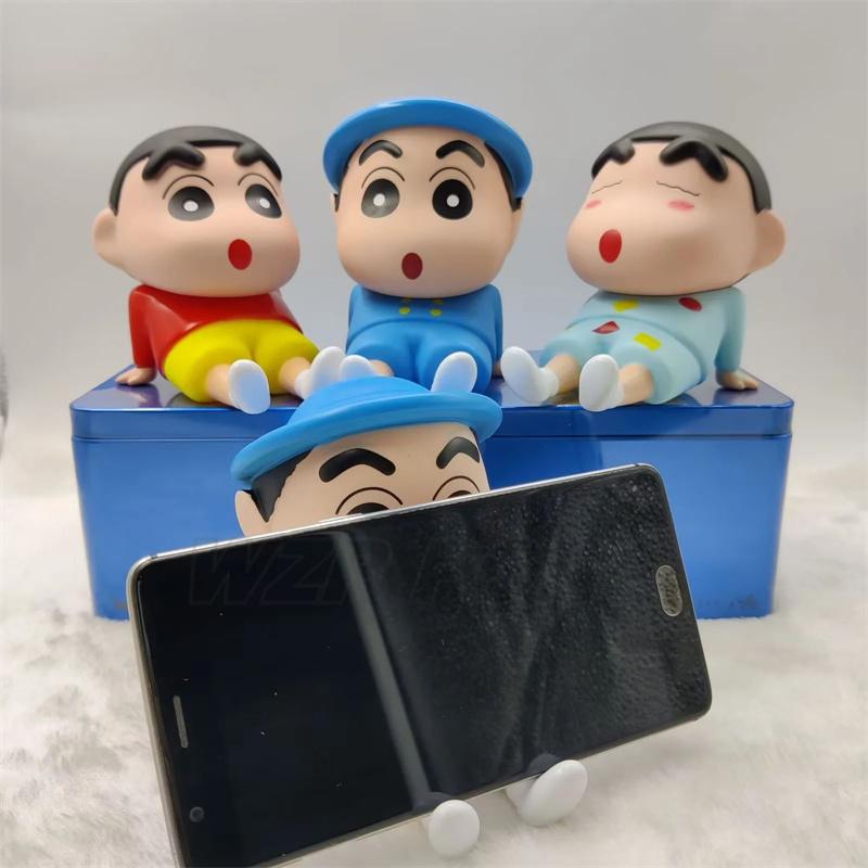 Crayon Shin-Chan Anime Figure Phone Holder Kawaii Desktop Ornaments Phone Support Mini Nohara Shinnosuke Decoration Toys Gifts