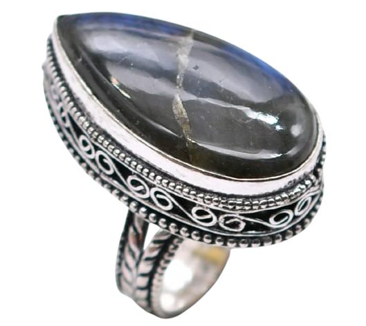 Labradorite Natural Gemstone Antique Silver Plated Ring US Size-8 A 519
