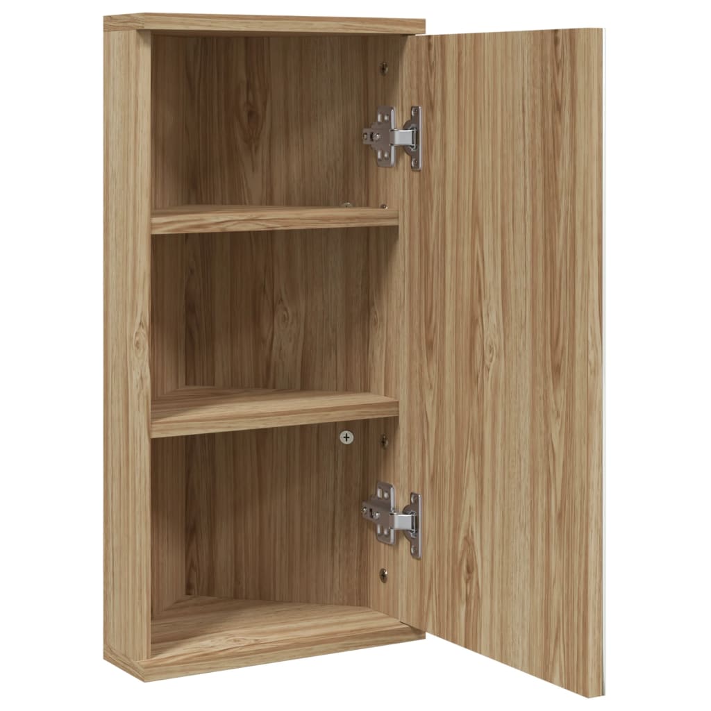 Corner Mirror Cabinet Oak Effect 30 x 24 x 60 cm