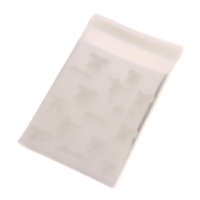 50Pcs White Ballet Biscuit Opp Self-Adhesive Bag Bowknot Candy Chocolates Dessert Self Sealing Bag Gift Bag Card Storage Bag