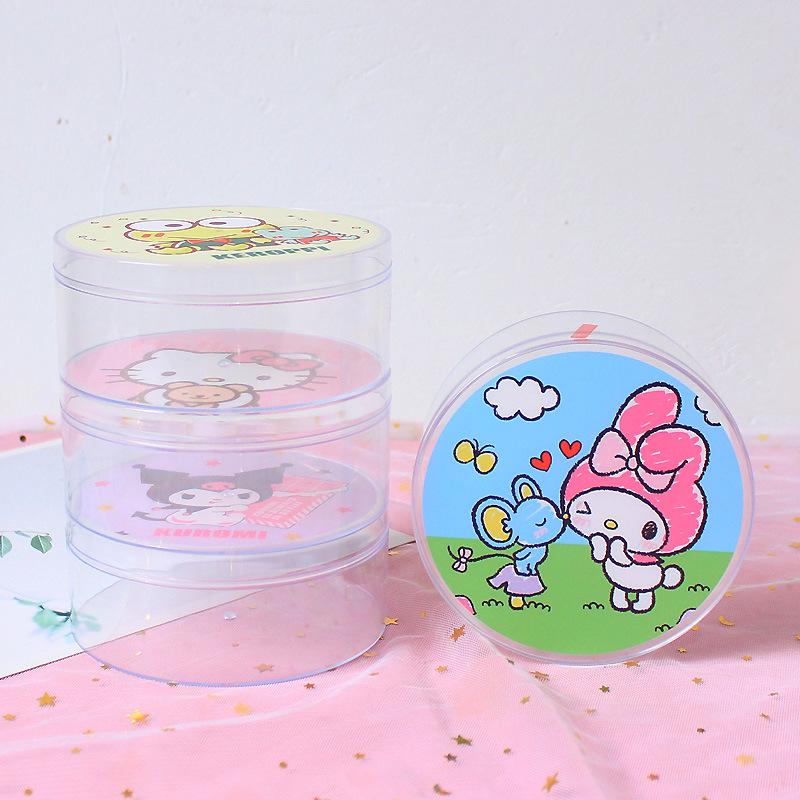 Transparent Cartoon Storage Box: Cute Round Organizer for Snacks, Candy, Gifts, or Cosmetics.