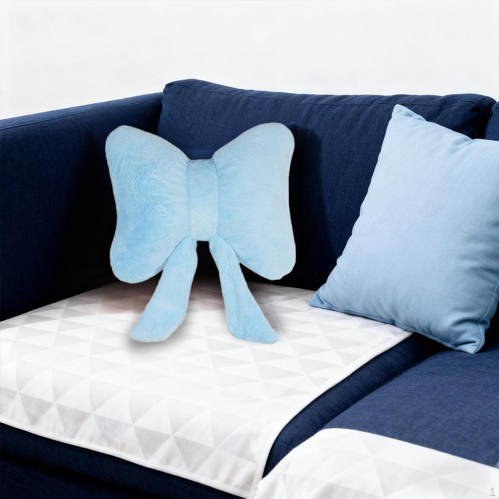 

Bow Throw Pillow Couch Cute Versatile Modern Soft Seat Cushion Ornament for Sofa, Bedroom, синій