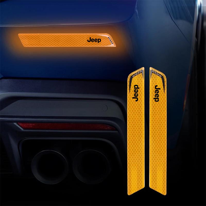 Durable Scratch-Resistant Car Rear Bumper Reflective Warning Decals for Jeep Renegade Wrangler JK JL Grand Cherokee Auto Parts