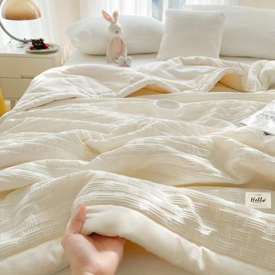 New Washed Waffle Wide Hemming Soybean Summer Quilt Cloud Cotton Summer Thin Quilt Solid Color Simple Air Conditioner Quilt
