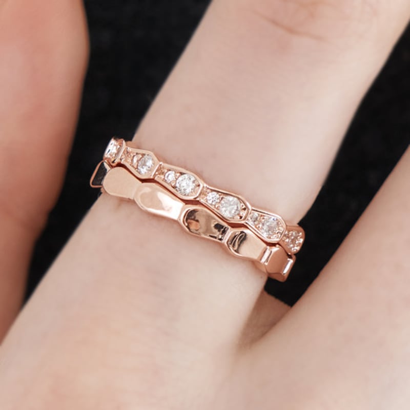 ELLE Jewelry White Point Layered Ring 2-Piece Set ELBRWR142