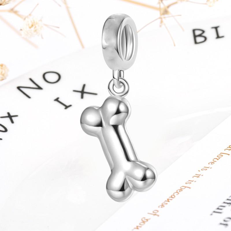 DIY Sparkling Paw Print Charm Beads for Pet Cat Dog Bracelets Jewelry Gifts Accessories