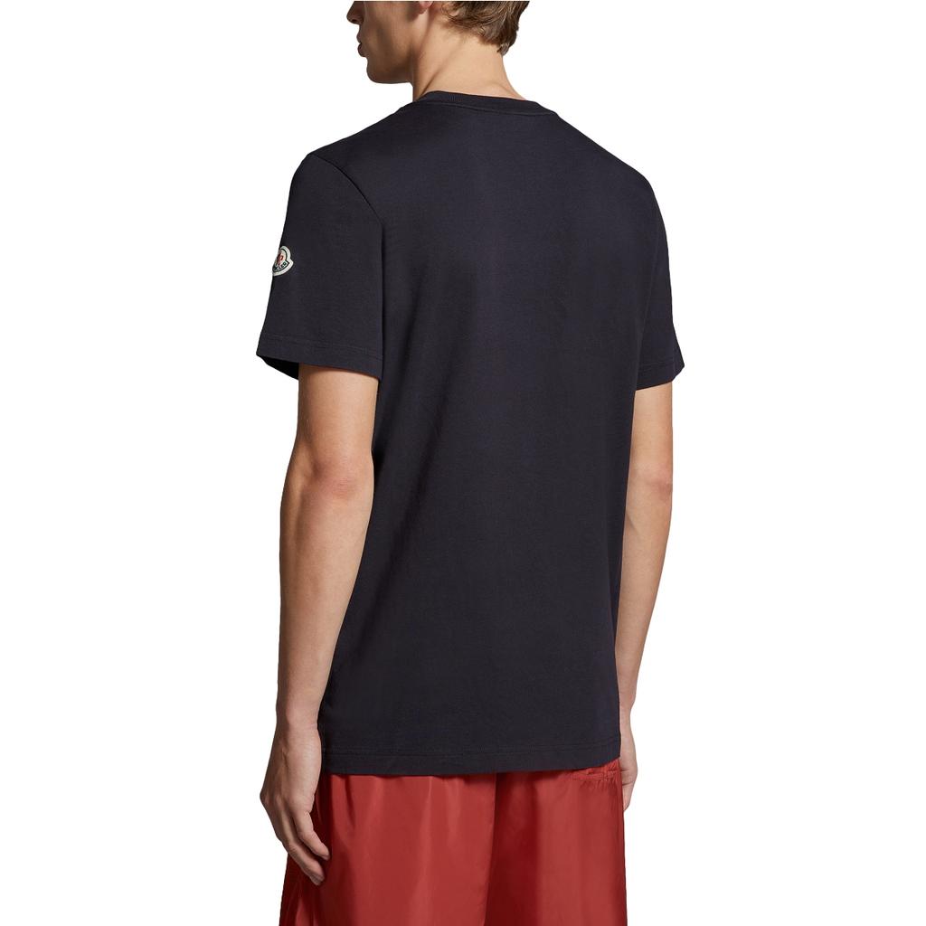 Moncler SS24 Tříbarevné Logo Vzor Krátký Rukáv Tričko Pánské Trička Černá J10918C000198390T778