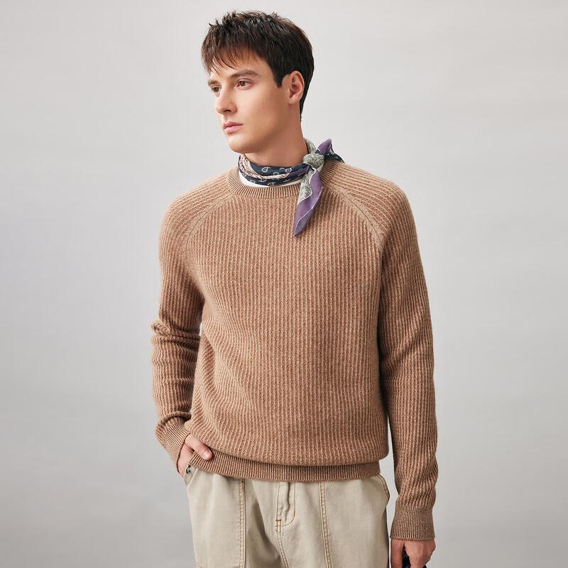 Kemengboka Men's 100% Wool Crew Neck Thick Sweater