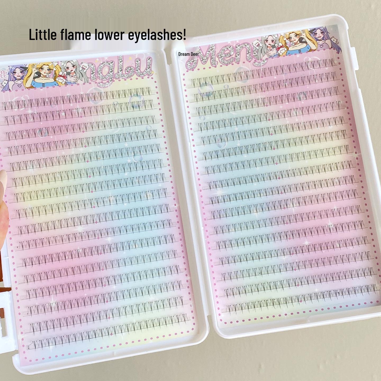 Dream Deer Camellia Eyelashes: 32-Row Large Capacity Segmented Clusters for Girl Group Idols.