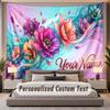 Floral Garden (144) Theme Personalized Tapestry Custom Name Text Wall Hanging Tapestry Home Background Decoration