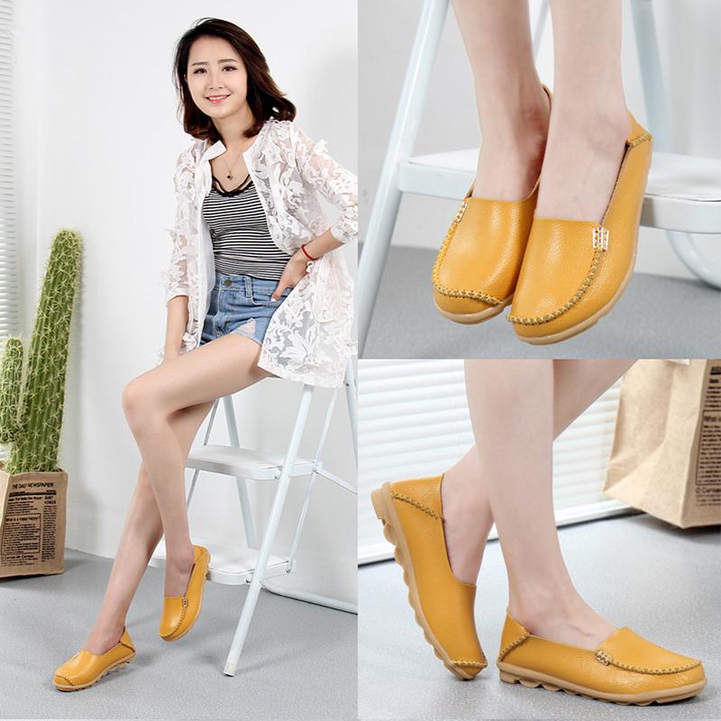 Модная женская обувь Большие размеры Плоские туфли Женские лоферы из натуральной кожи — фото 17