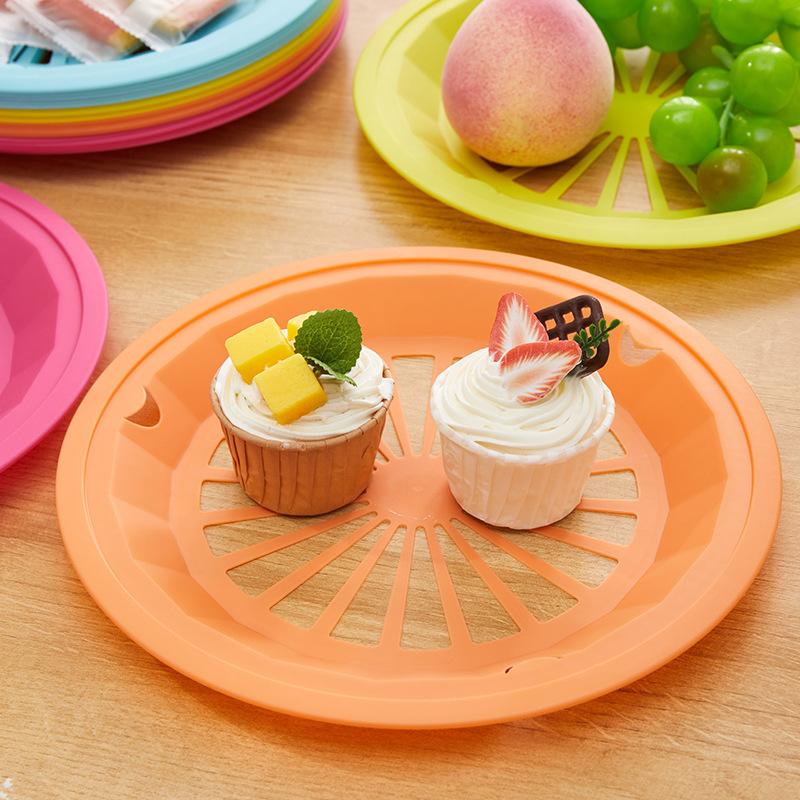 Plastic Round Hollow Basket Drainer Outdoor Picnic Food Tray BBQ Grill Plate Holder Wholesale