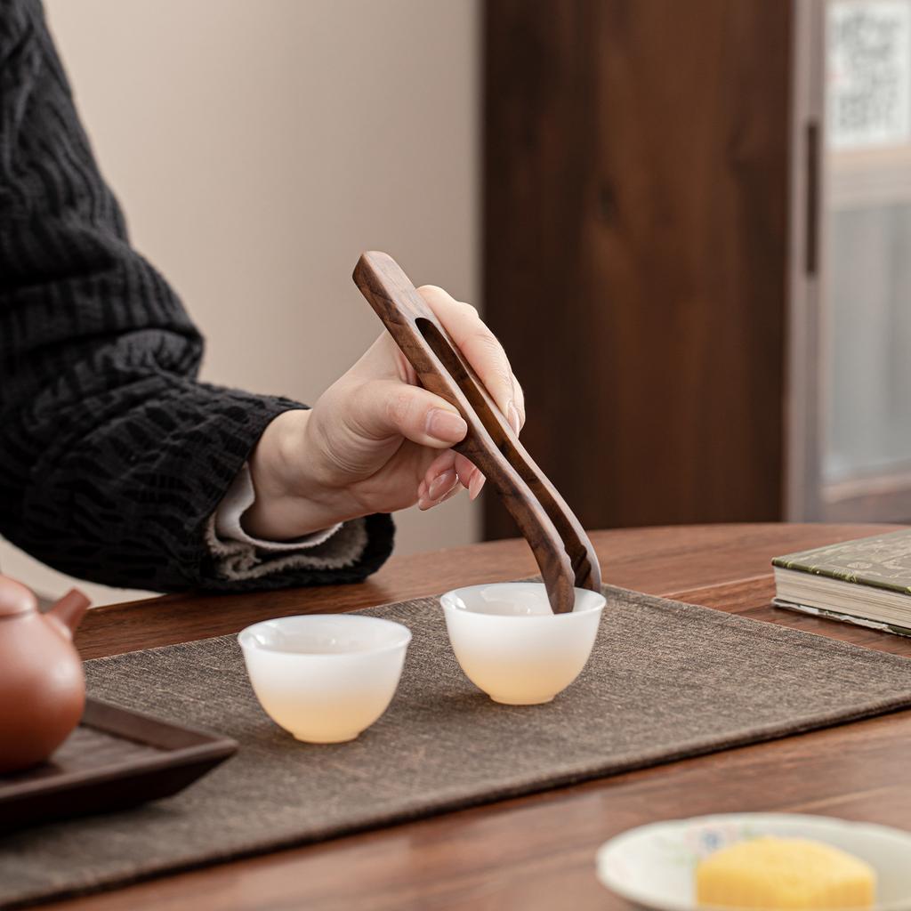 Solid Wood Tea Tongs Kung Fu Tea Set Accessories Wooden Tweezers Ebony Wood Tea Ceremony Accessories