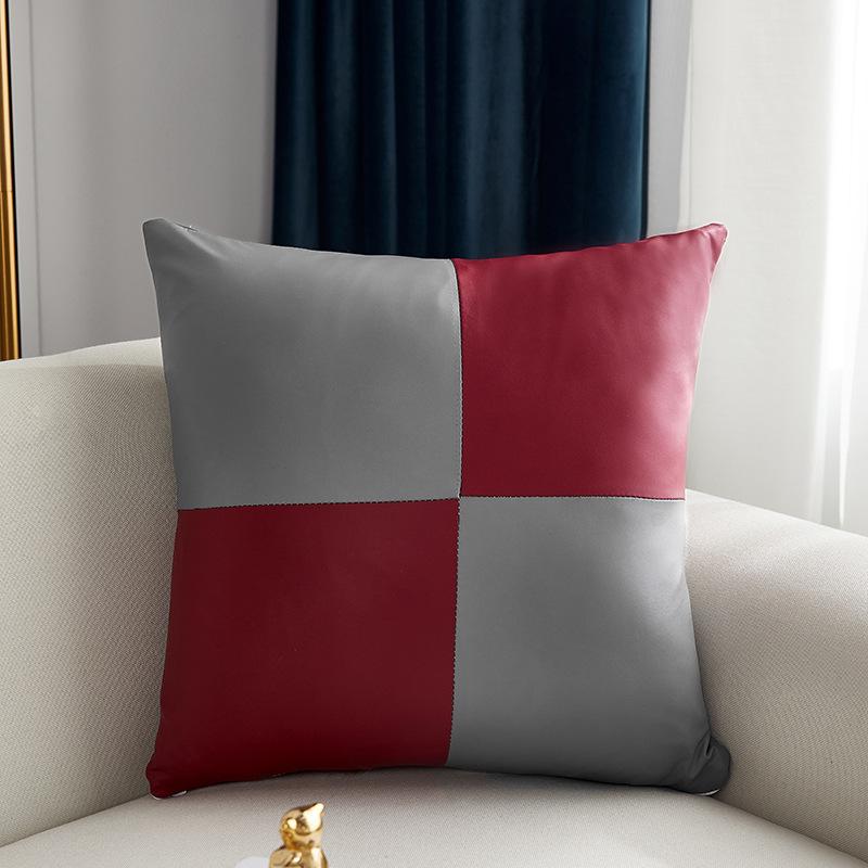 Pillow Cover 18x18 Inch Throw Faux Leather Pillow Covers, Square Modern Pillow Cases, PU Home Decorative Pillow Cushion Cover for Couch Sofa Chair Bed