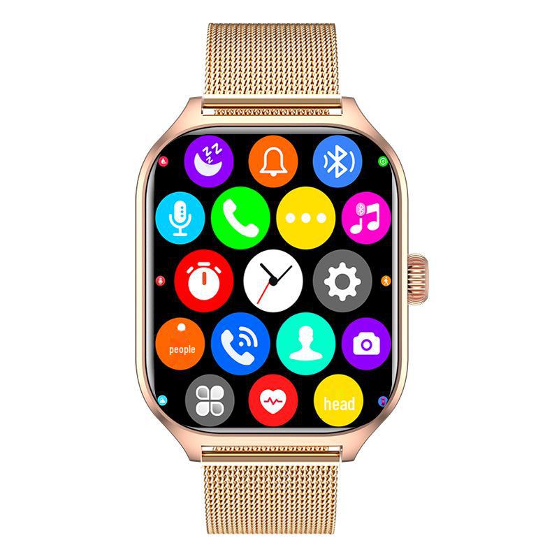 Smartwatch with Bluetooth Calls, 2.02" Screen, Heart Rate Monitor, Step Counter, Weather, Music, and Sports Features
