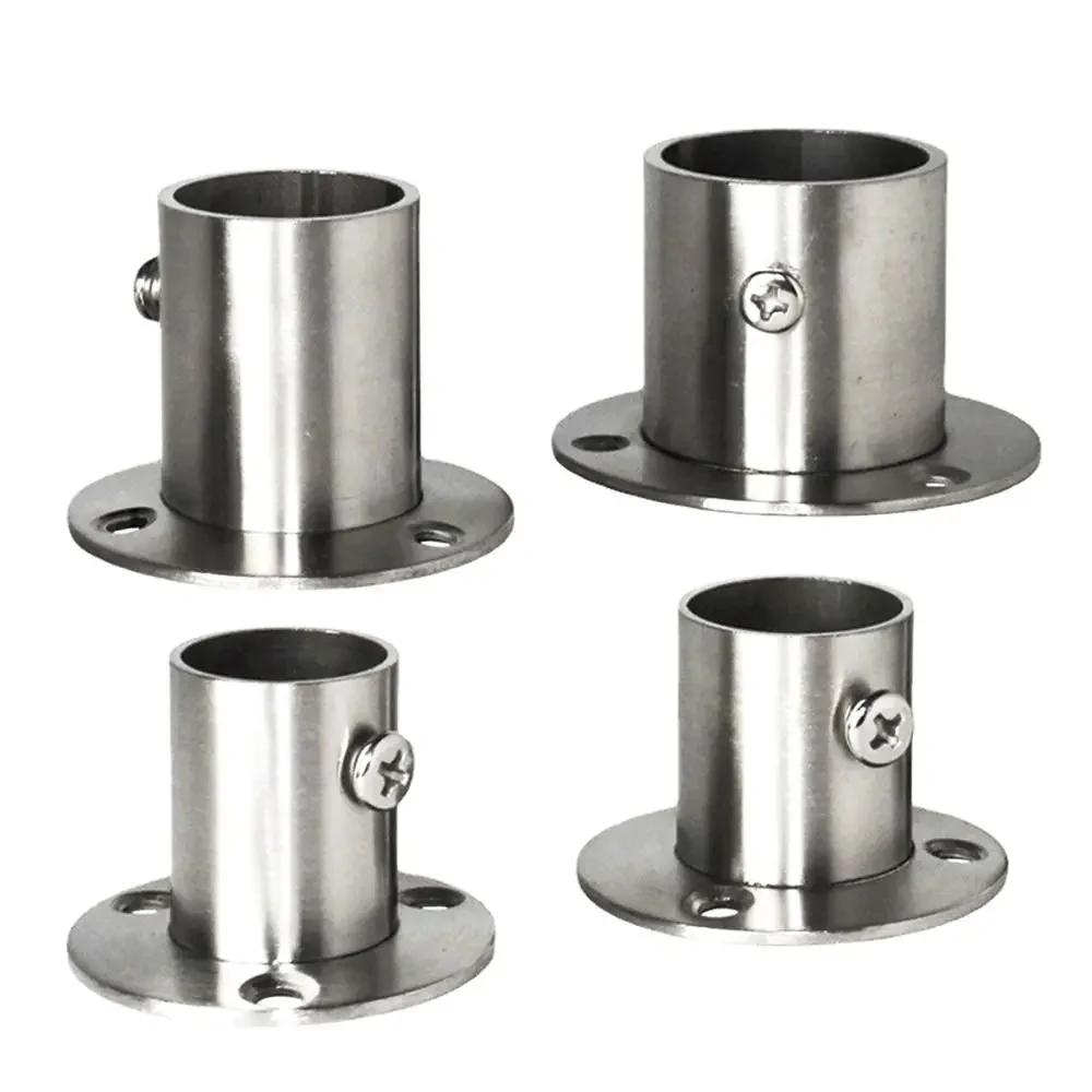 1Pc 19mm-32mm Stainless Steel with Cover Furniture Hardware Closet Flange Tube Bracket Rod Holder Hang Rod Support