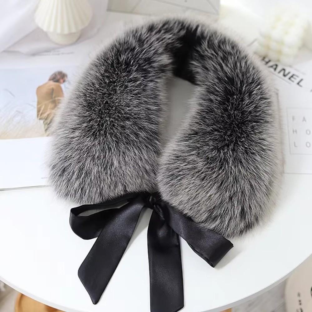 Fashion Warm Fur Collar Scarf Soft Faux Fur Neck Wrap Bow Ribbon Ultra Lady Neck Warmer Cold Weather
