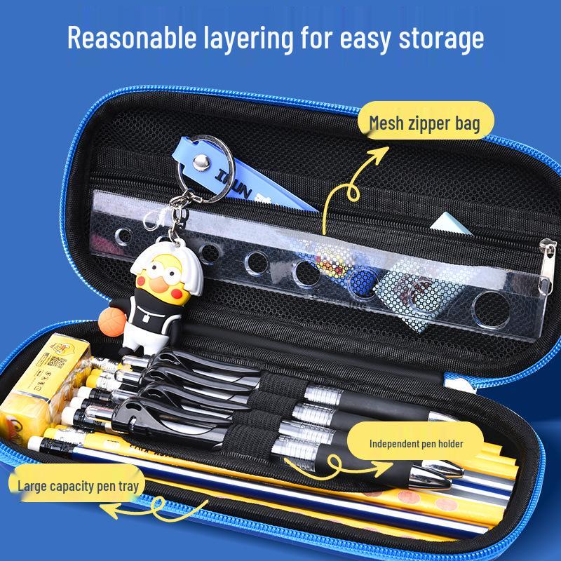3D Cartoon Multifunctional Leather Pencil Case for Grades 1, 2, & 6 - Large Capacity for Boys & Girls