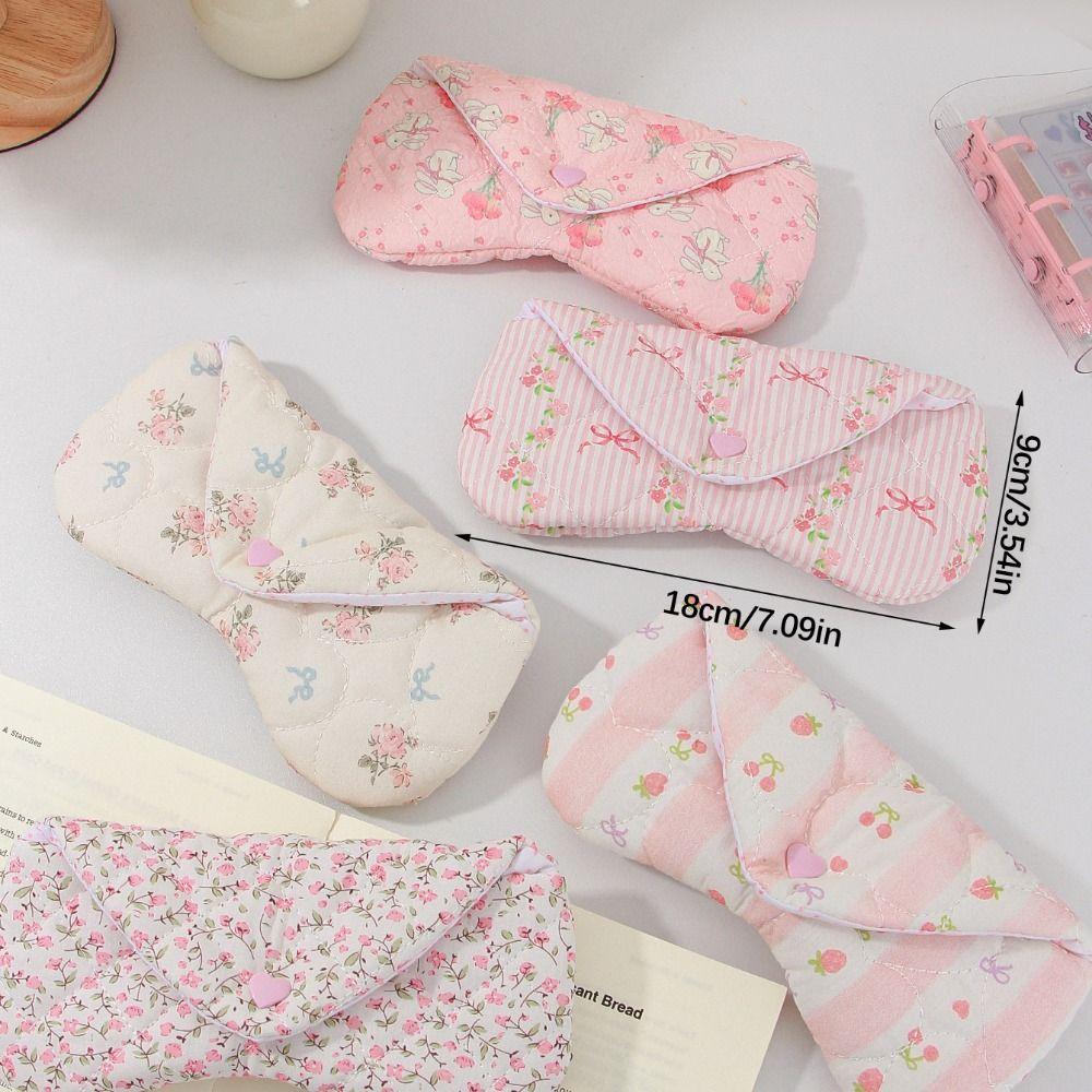 Handmade Fabric Sun Glasses Case with Buckle Lipstick Pouch Portable Makeup Brush Bag Travel
