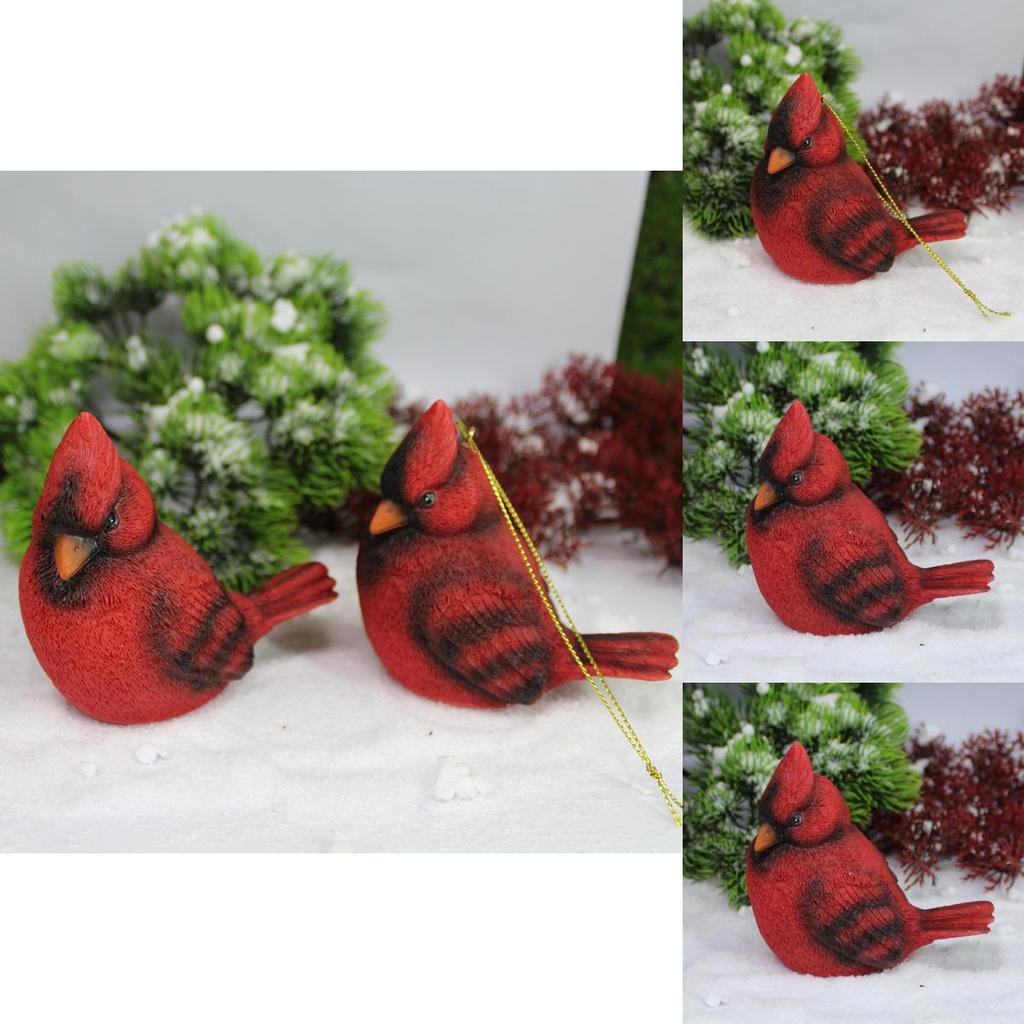 Christmas Red Bird Resin Decor With European Charm For Holiday Party And Festive Gifting