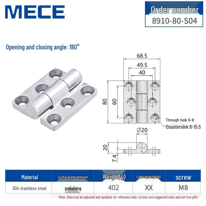 304 Stainless Steel Thickened Cabinet & Wooden Door Hinges