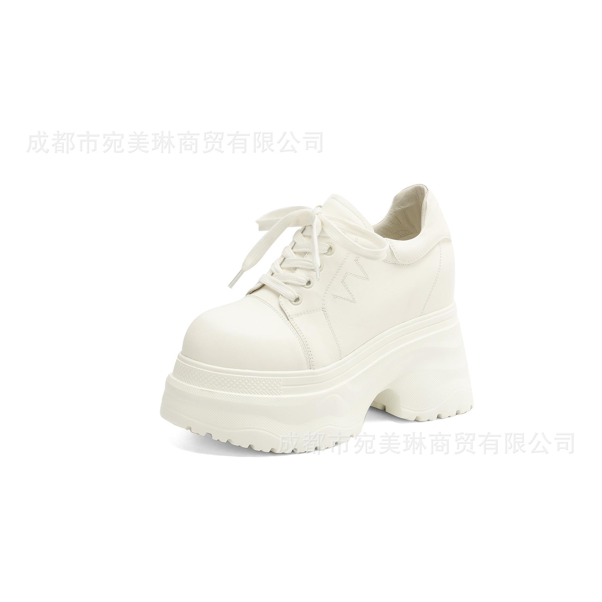 

12Cm round head super high heel platform leather single shoes women s 2025 spring and autumn new waterproof table muffin lace-up small leather shoes 39