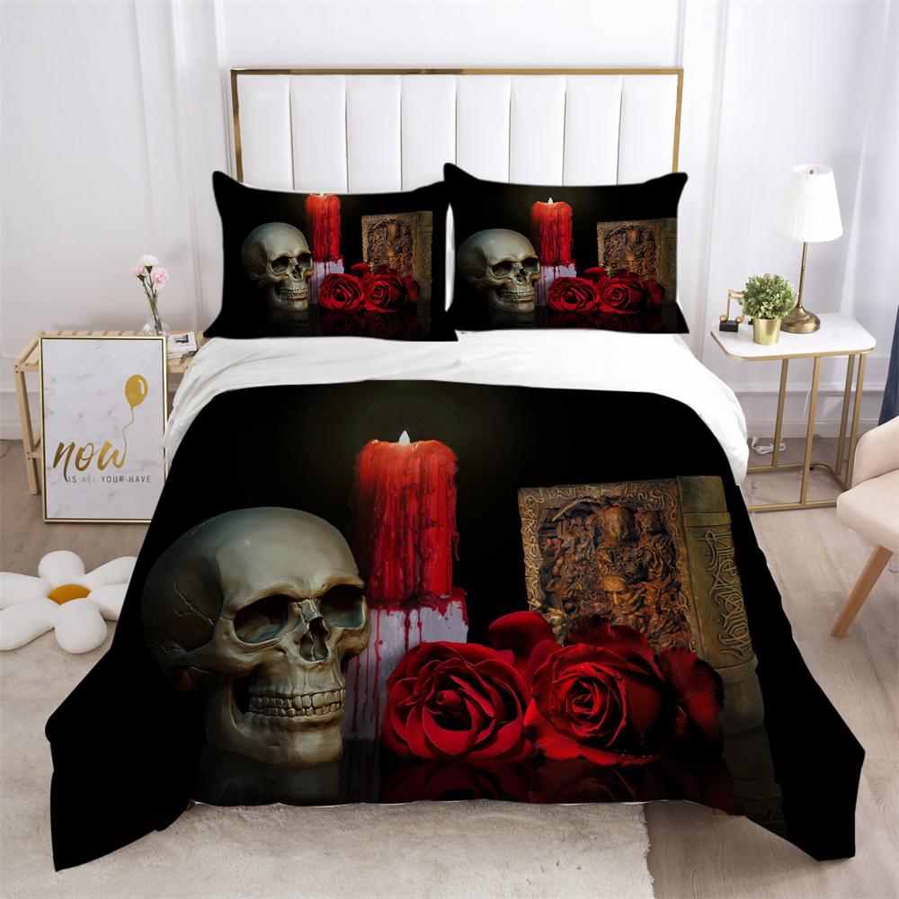Narzuty na łóżka z nadrukiem czaszki 3D, rozmiar pojedynczy, poliester, projekt pościeli, miękkie, wysokiej jakości tekstylia domowe