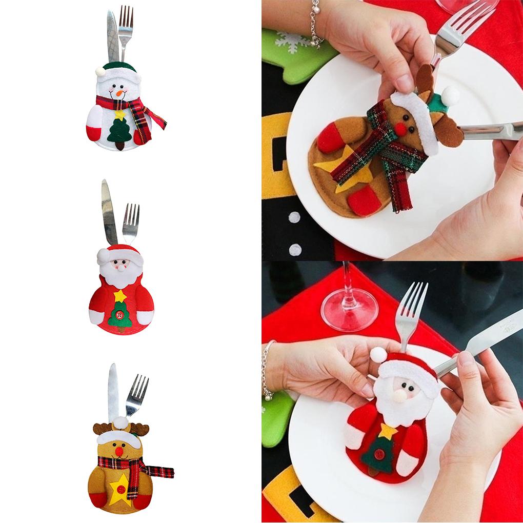 1pc Christmas Silverware Pockets Cover Xmas Party Home Table Dinner Spoons Forks Bags