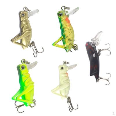 5x Schwimmende Heuschrecke Angeln Vibration Leucht Harte Köder Jig Köder 4cm