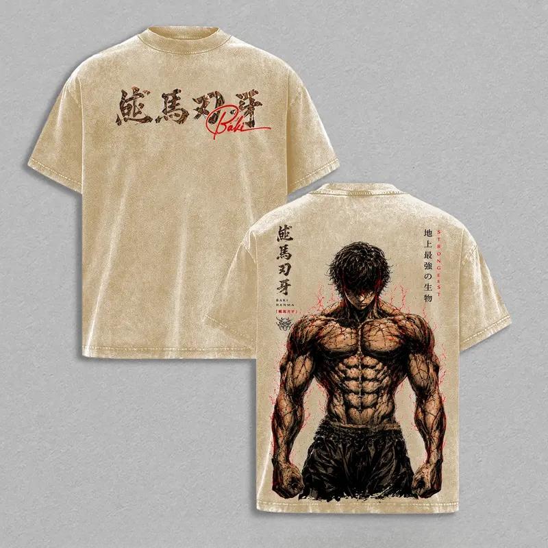 Baki · Hanma Cooles Muster T-Shirt, Unisex Kurzarm Baumwoll-T-Shirt