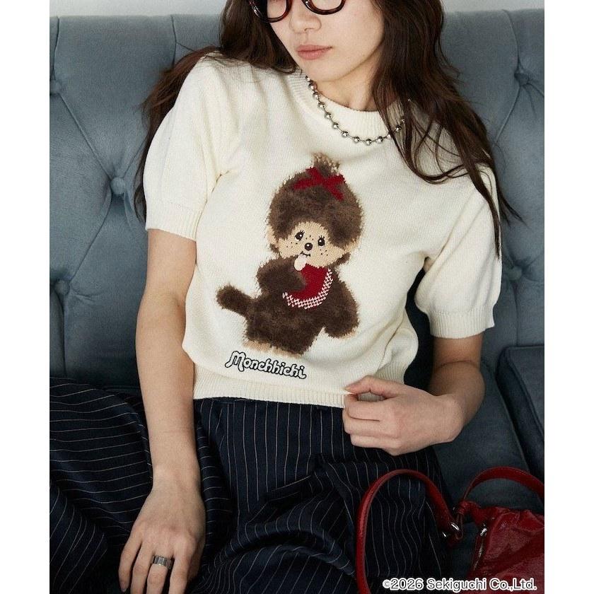 PUBLUX Monchhichi Feather Jacquard Summer Knit Limited Edition Freaks Store Tops White Navy Gray