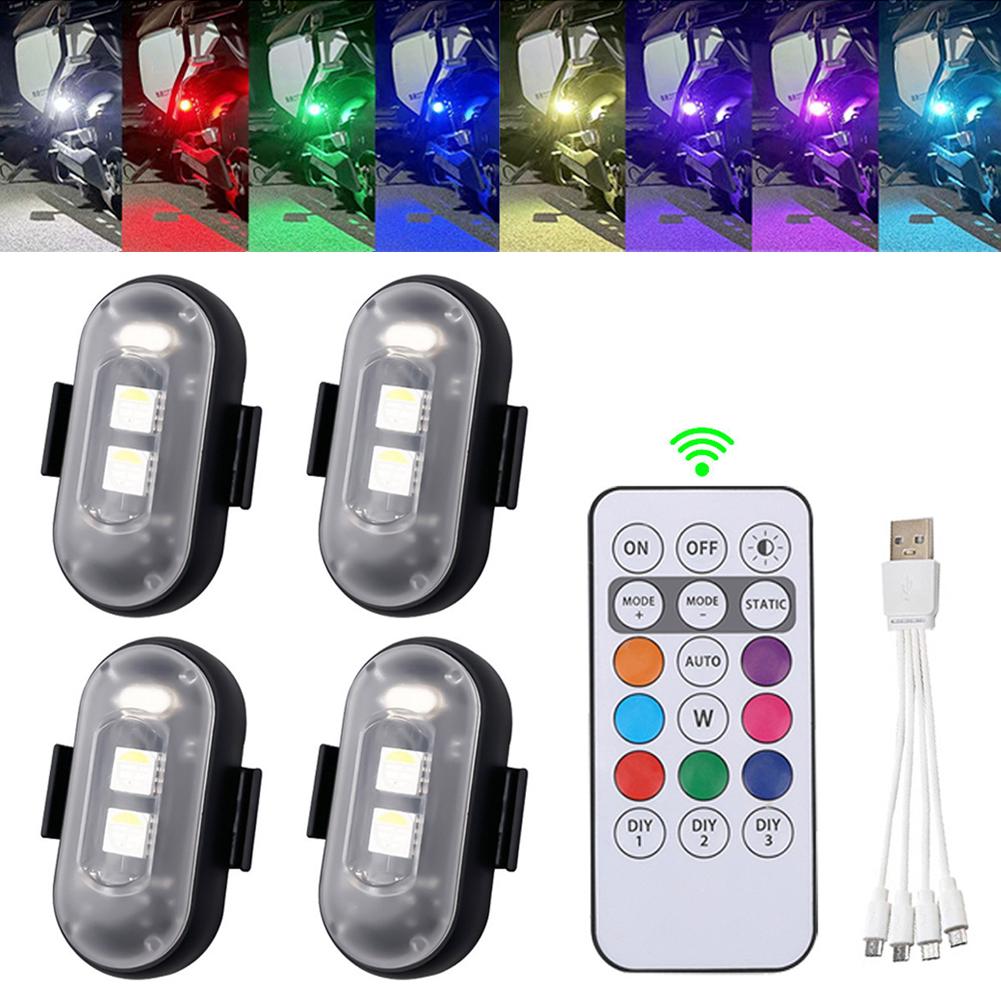 RGB LED Motorcycle Strobe Lights Signal Light LED Flash Position Wireless Light Aircraft Airplane Helicopter Warning Lights