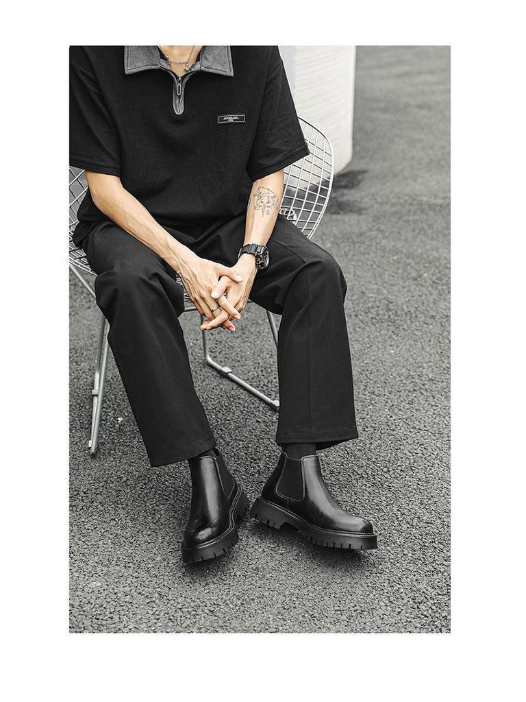 Men's Luxury British Chelsea Boots - Thick Sole, High Top, Black/Brown Leather Ankle Boots