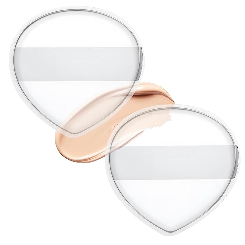 2Pcs Silicone Makeup Sponge, Clear Jelly Makeup Applicator Non-Absorbent Silicone Powder Puff Washable Cosmetic Applicator for Foundation, Concealer, Clear 1