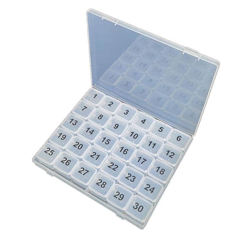 

Large Capacity Portable Pill Organizer - 30 Compartments for Travel & Elderly Medication Storage прозрачный